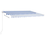 ZNTS Manual Retractable Awning with LED 450x350 cm Blue and White 3069001