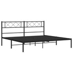 ZNTS Metal Bed Frame without Mattress with Headboard Black 180x200cm 372281