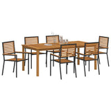 Garden Dining Set 7 pcs Black Solid Acacia Wood 3365523