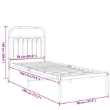 Metal Bed Frame without Mattress with Headboard Black 75x190cm 376590