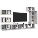 8 Piece TV Cabinet Set Concrete Grey Engineered Wood 3079136