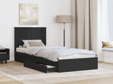 Storage Bed with Headboard Black 75 x 190 cm Engineered Wood 3411258
