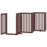 Dog Gate with Door Foldable 6 Panels Brown 300 cm Poplar Wood 352263