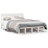 Bed Frame without Mattress White 135x190 cm Double Solid Wood Pine 3302313