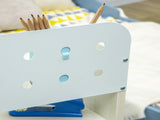 Kids Desk and Chair Set, with Storage Shelves, Washable Cover, for Ages 3-12 Years - Blue T3398P347714