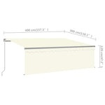 Manual Retractable Awning with Blind&LED 4x3m Cream 3069422