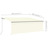 Manual Retractable Awning with Blind&LED 4x3m Cream 3069422