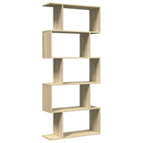Room Divider Bookcase 5-Tier Sonoma Oak 70x24x161 cm Engineered Wood 858095
