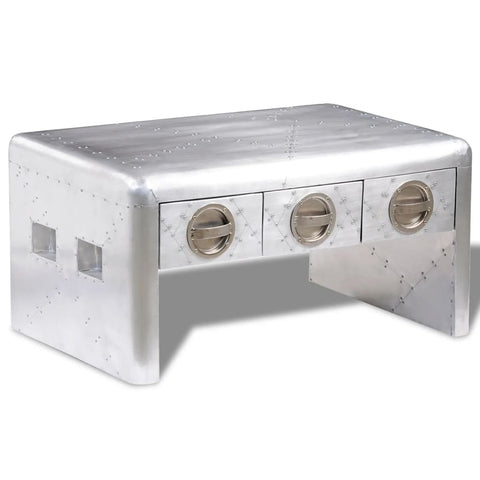 Aviator Coffee Table 3 Drawers Vintage Aircraft Airman Style 242119