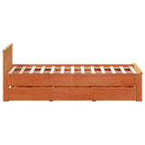 Bed Frame without Mattress with Headboard Wax Brown 135x190 cm Double Solid Wood Pine 3308782