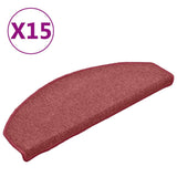 Stair mats 15 pcs 65 x 24 x 4 cm Non-Slip Bordeaux Red 322373