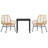 Garden Dining Set 3 pcs Brown Poly Rattan 3380848