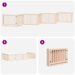 Dog Gate with Door Foldable 8 Panels 640 cm Poplar Wood 3155666