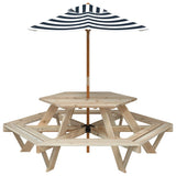 Picnic Table for 6 Kids with Umbrella Hexagon Solid Wood Fir 3281626