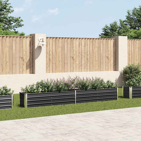 Garden Raised Bed Galvanised Steel 320x40x45 cm Anthracite 47055