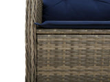 Reclining Garden Chair with Cushions Grey Poly Rattan 365684