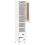 Highboard High Gloss White 34.5x34x180 cm Engineered Wood 3200235