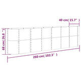 Garden Raised Bed Galvanised Steel 260x40x68 cm Silver 318907