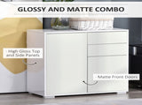 High Gloss Frame Sideboard, Push-Open Design with 2 Drawer for Living Room, Bedroom, 74H x 79W x T3398P343441