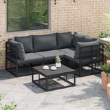 Garden Sofa Set with Cushion 5 pcs Black Aluminium 3378865
