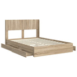 Bed Frame with Storage and Headboard Sonoma Oak 135 x 190 cm 3414391