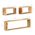 ZNTS 3 Piece Wall Cube Shelf Set Soild Mango Wood 285844