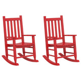 Rocking Chairs for Children 2 pcs Red Solid Wood Poplar 3281597