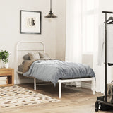 Metal Bed Frame without Mattress with Headboard White 75x190cm 377156