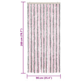 Fly Curtain Silver Grey and Pink 90x200 cm Chenille 377362