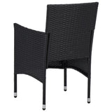 Garden Dining Chair Set of 2 Black Poly rattan, powder-coated steel 318495