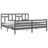 Bed Frame without Mattress Grey 200x200 cm Solid Wood 3194983