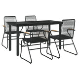 5 Piece Garden Dining Set Black PVC Rattan 3099211