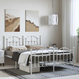 Metal Bed Frame without Mattress with Footboard White 150x200cm 353508