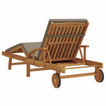 Sun Lounger Reclining Taupe 200 x 67 x 84cm Solid Acacia wood 4105530