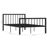 284570 Bed Frame without Mattress Black Metal 120x200 cm