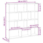 ZNTS Wall Cube Shelf 12 Compartments Grey Sonoma Engineered Wood 860009