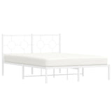 Metal Bed Frame without Mattress with Headboard White 140x200cm 376276