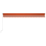Manual Retractable Awning with LED 600x300 cm Orange and Brown 3068965