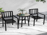 3 Piece Patio Bistro Set with Plastic Top, 2 Stackable Chairs, Galvanised Steel Frame, Grey T3398P327939