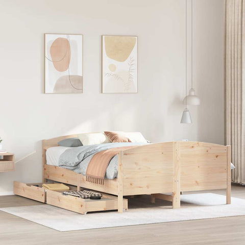 ZNTS Bed Frame without Mattress 120x190 cm Small Double Solid Wood Pine 3301800