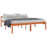 Bed Frame with Headboard Wax Brown 200 x 200 cm Solid Pine Wood 867928