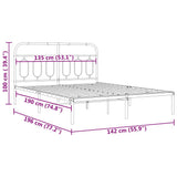 Metal Bed Frame without Mattress with Headboard Black 135x190cm 377116