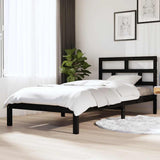 3101212 Bed Frame without Mattress Black Solid Wood 100x200 cm