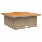 Garden Table Beige 110x110x71 cm Poly Rattan and Acacia Wood 368274