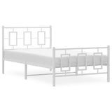 Metal Bed Frame without Mattress with Footboard White 100x200cm 374303
