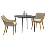 Garden Dining Set with Cushion 3 pcs Beige Poly Rattan 3261691