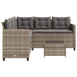 ZNTS Garden Sofa with Table and Cushions L-Shaped Grey Poly Rattan 369041