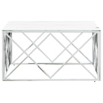 ZNTS Coffee Table Silver 80x80x40 cm Stainless Steel and Glass 349971