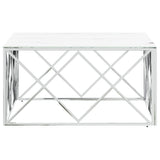 ZNTS Coffee Table Silver 80x80x40 cm Stainless Steel and Glass 349971