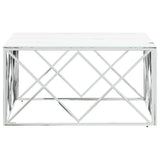 Coffee Table Silver 80x80x40 cm Stainless Steel and Glass 349971